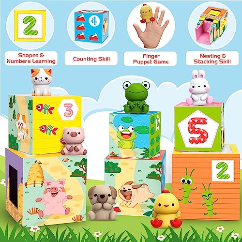 Farm Animals Nesting & Stacking Toy Blocks for Toddlers