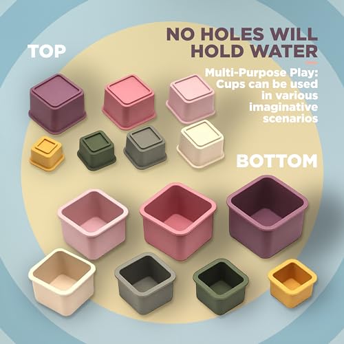 QOOB SPIN Baby Stacking Cups Set - Square Silicon