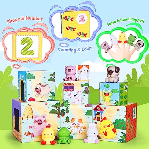 ShyLizard Farm Animal Sorting Stacking Toy Set for Toddlers