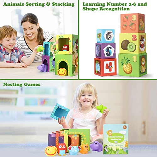 Animal Stacking Learning Toys for Toddlers - Baby Number Blocks & Counting Set