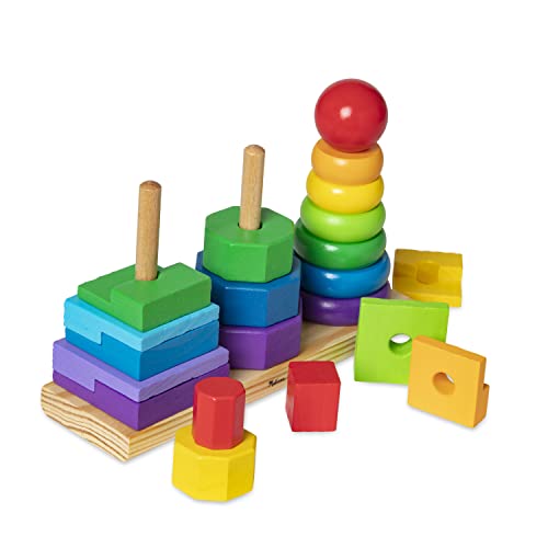 Melissa & Doug Geometric Stacker - Fun Educational Wooden Toy