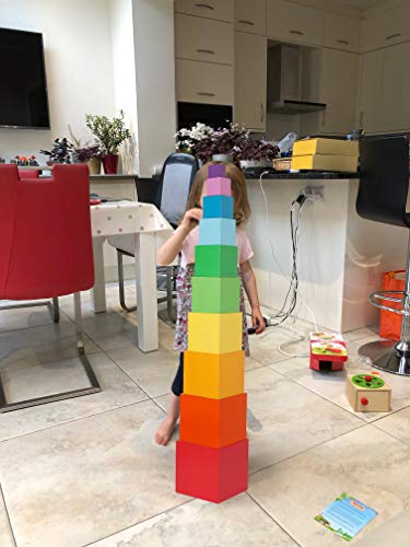 Wooden Stacking Boxes in Rainbow Colors for Toddlers