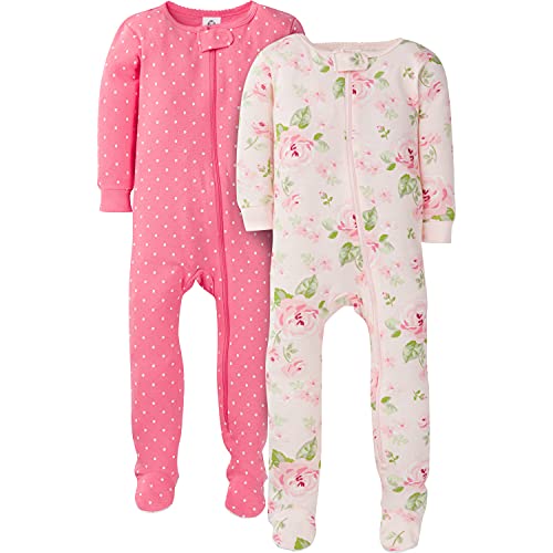 Gerber Baby Girls' 2-Pack Pink Rose Pajamas