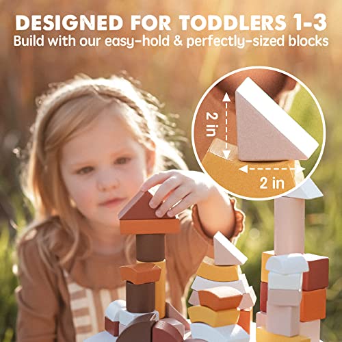 34-Piece Toddler Wooden Building Blocks Set: Innovative Shapes & Colors