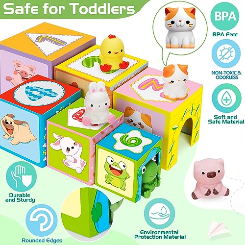 Farm Animals Nesting & Stacking Toy Blocks for Toddlers