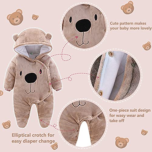 Winter Hooded Footie Fleece Jumpsuit for Newborns