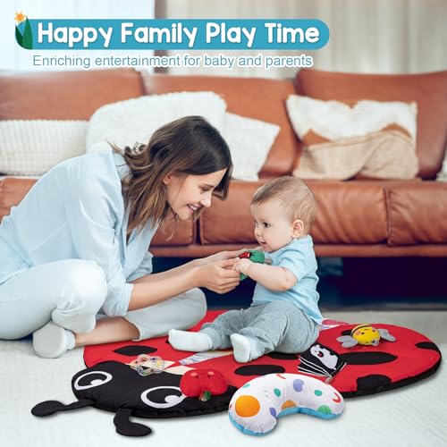 Jyusmile Baby Play Gym Mat with 6 Toys