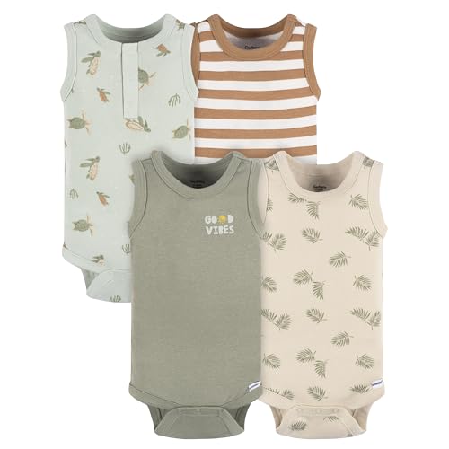 Gerber Baby Boy's Sleeveless Onesies Bodysuit, Sea Turtles