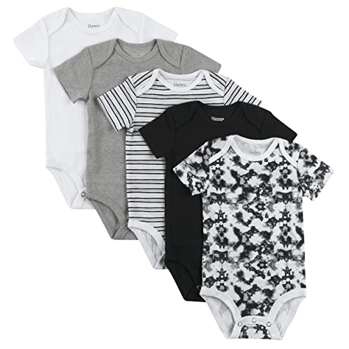 Hanes Baby Bodysuits, Flexy Short Sleeve, 5-pack, 0-6 Months