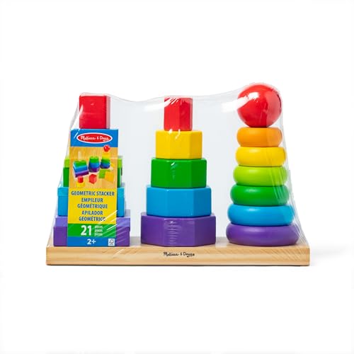 Melissa & Doug Geometric Stacker - Fun Educational Wooden Toy