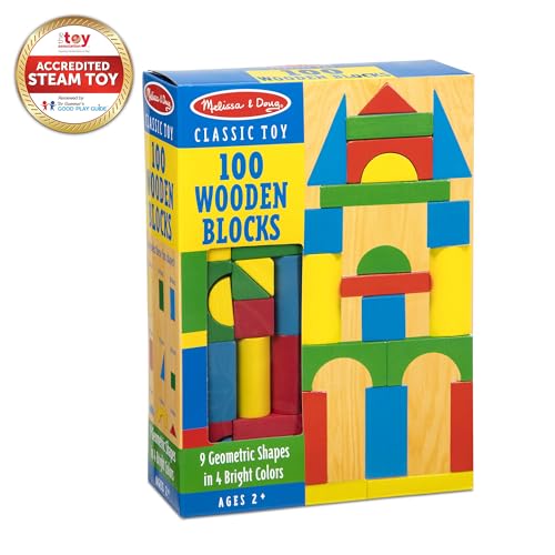 Melissa & Doug Wooden Building Blocks Set - 100 Blocks