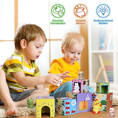 ShyLizard Farm Animal Sorting Stacking Toy Set for Toddlers