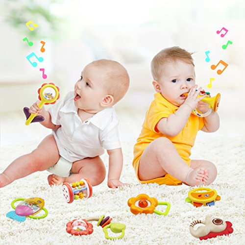 12Pcs Baby Rattles & Teething Set for Infants