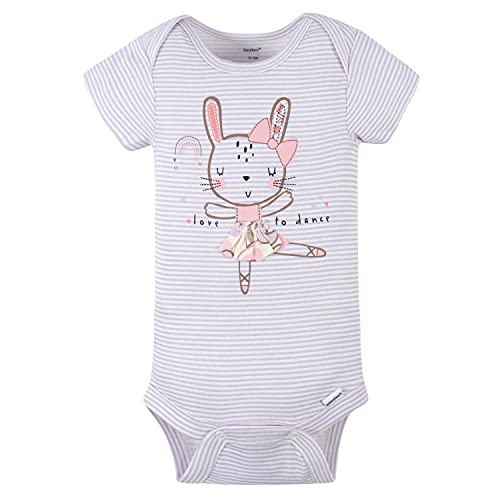 Gerber Baby Girls 4-Pack Bunny Bodysuits, 18 Months