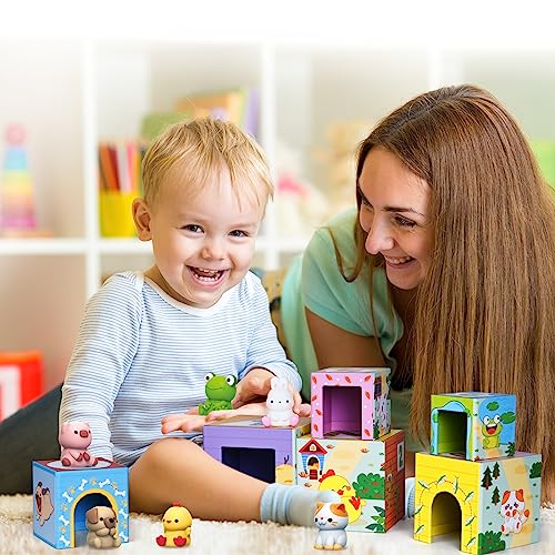 ShyLizard Farm Animal Sorting Stacking Toy Set for Toddlers