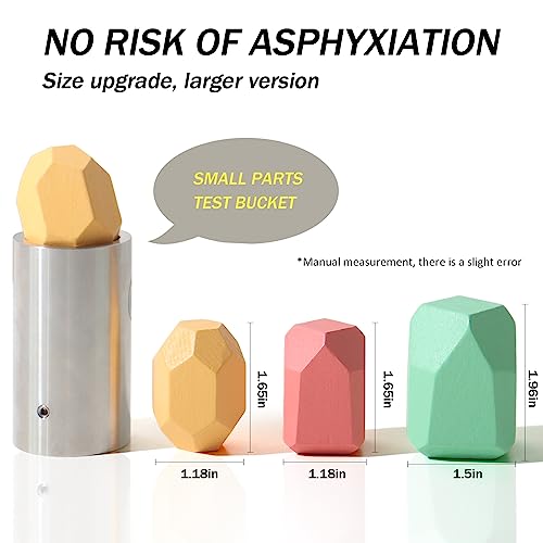 Wooden Stacking Rocks Stones Montessori Toddler Learning Toys