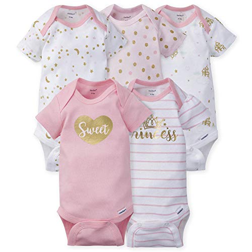 Gerber Baby Girls 5-Pack Princess Bodysuits 0-3 Months