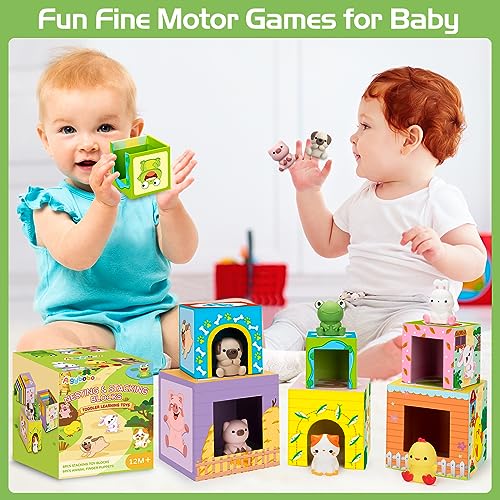 Farm Animals Nesting & Stacking Toy Blocks for Toddlers