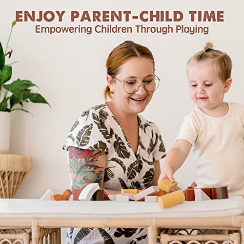 34-Piece Toddler Wooden Building Blocks Set: Innovative Shapes & Colors