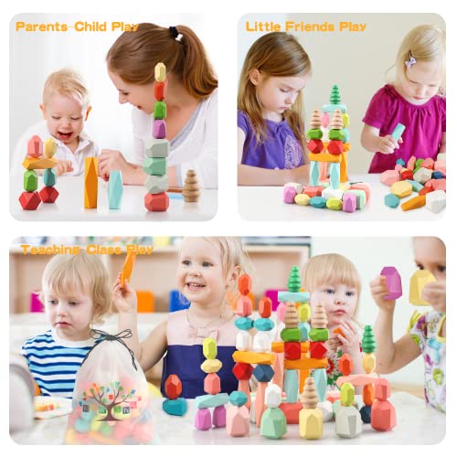 Educational Wooden Stacking Blocks Toy for Toddlers 1-3