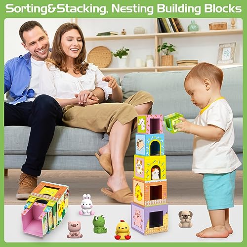 Farm Animals Nesting & Stacking Toy Blocks for Toddlers