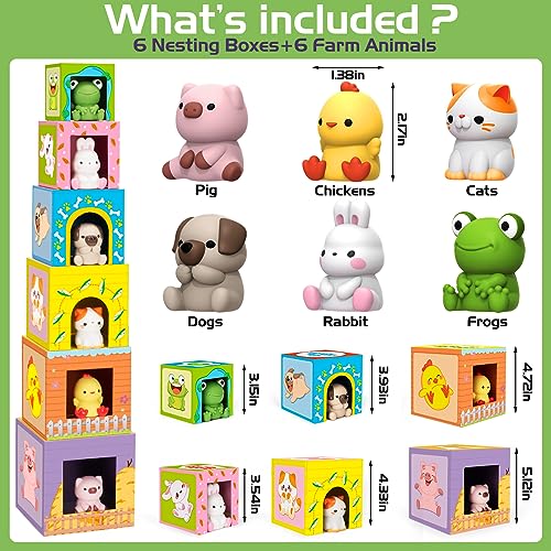 Farm Animals Nesting & Stacking Toy Blocks for Toddlers