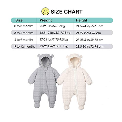Gender Neutral Baby Snowsuit 0-3 Months Romper Jumpsuit
