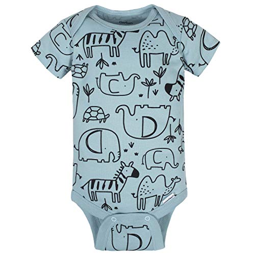 Gerber Baby Jungle Blue Short Sleeve Onesies 8-Pack