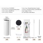 16-Pack 20oz White Stainless Steel Sublimation Tumblers