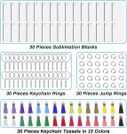 120 Pcs Rectangle Sublimation Keychain Blanks Set