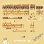Pudding Cat Theme PBT Keycaps Set for Mechanical Keyboards