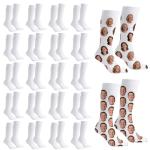 20 Pairs Printable Sublimation Athletic Crew Socks