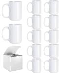 15 oz White Sublimation Coffee Mugs - Set of 12