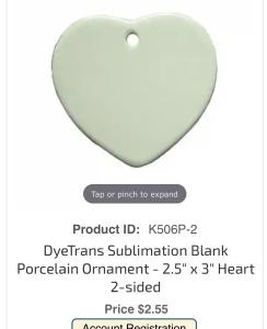 Heart Ornament Sublimation Blanks - 12 Pack