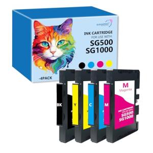 QUEENPRINT High speed printing Upgraded SG500 SG1000 Sublimation Ink Cartridges 4-Pack – 40ml Large Capacity Each, Compatible with Sawgrass SG500 SG1000 – SG500/1000 Ink Cartridge