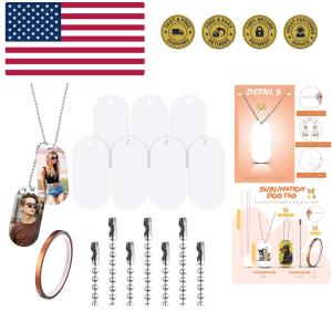 30 Sublimation Blank Dog Tags Set with Aluminum
