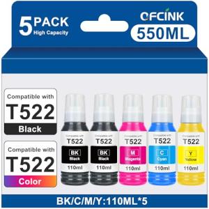 Epson 522 EcoTank Ink Refill Bottles – 5 Pack