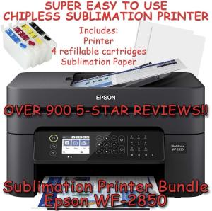 Epson WF-2850 Sublimation Printer Bundle with Cartridges