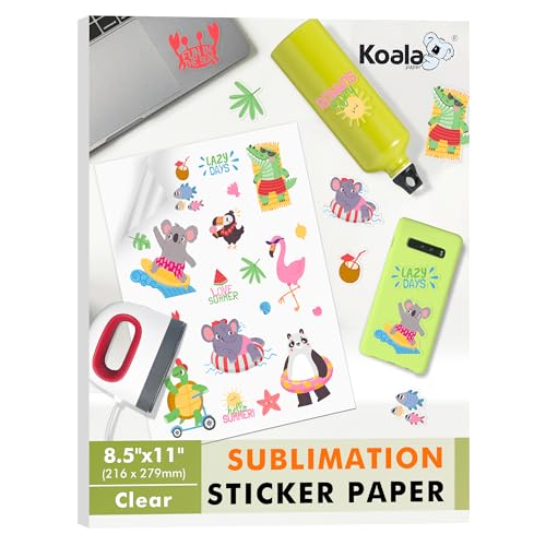 KOALA Transparent Waterproof Sublimation Sticker Paper, 8.5x11