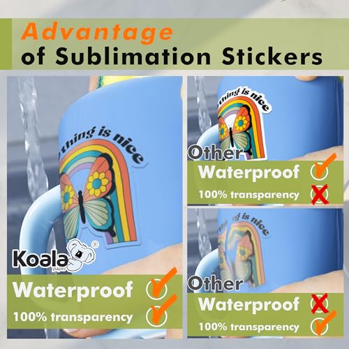 KOALA Transparent Waterproof Sublimation Sticker Paper, 8.5x11