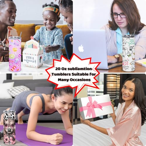Maucircol 8 Pack 20 oz Sublimation Tumblers Blank