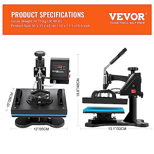 VEVOR 12x10Inch T-Shirt Heat Press Machine/Sublimation Printer