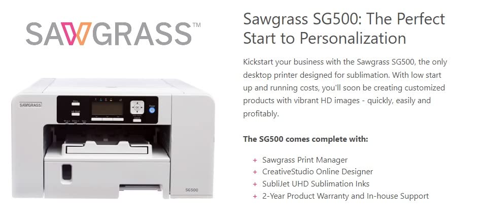Sawgrass SG500 Sublimation Printer Starter Bundle with Extra Items