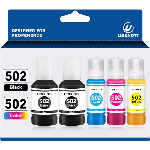 Usehoti 502 Ink Replacement for Epson Printer, 5-pack