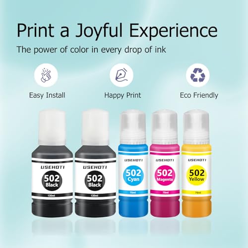 Usehoti 502 Ink Replacement for Epson Printer, 5-pack