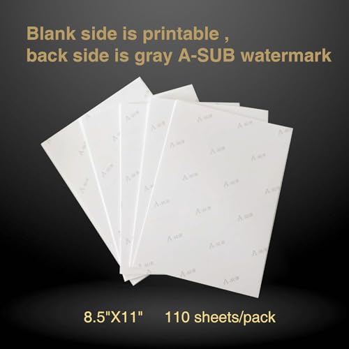 A-SUB Sublimation Paper 8.5x11 Inch 110 Sheets - Compatible