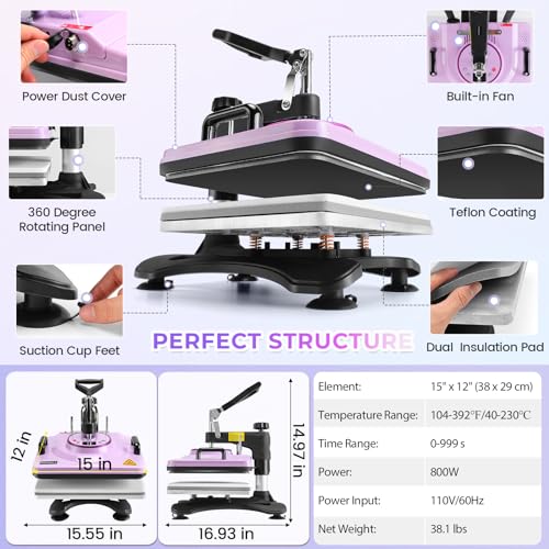 5-in-1 Sublimation Heat Press Machine for T-Shirts & More