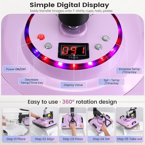 5-in-1 Sublimation Heat Press Machine for T-Shirts & More