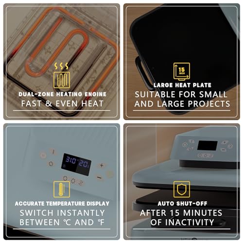 HTVRONT Auto Heat Press Machine 15x15 - Intelligent