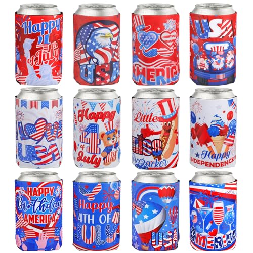 4th of July Patriotic Sublimation Can Cooler Sleeve